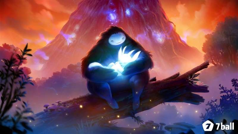 Cảnh Naru và Ori thể hiện tình thân, ánh sáng mềm và bố cục giàu cảm xúc