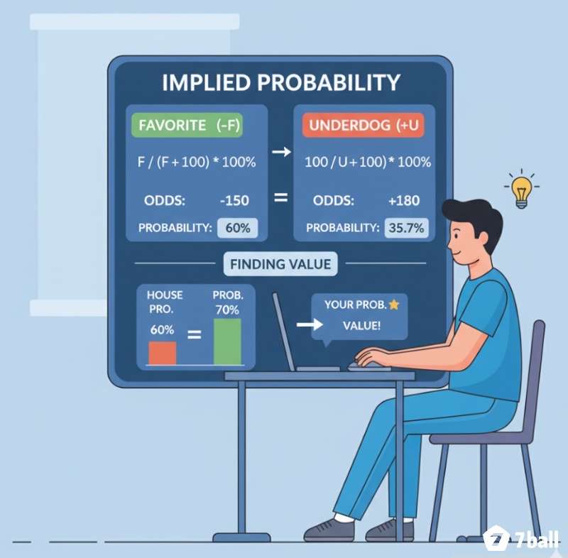 Người chơi sử dụng công thức để tính xác suất ẩn từ Odds Mỹ, từ đó xác định kèo cược có giá trị
