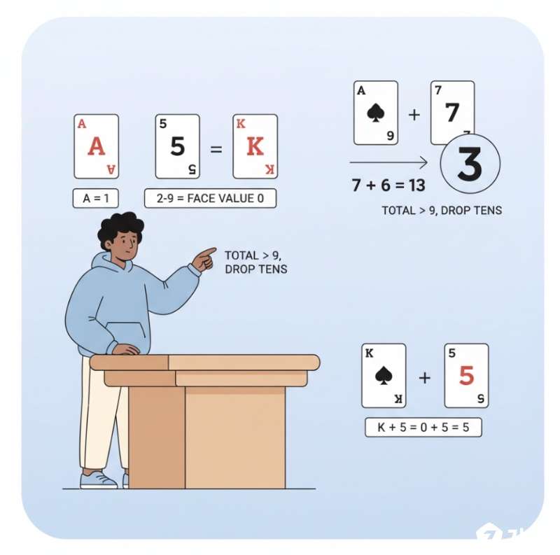 Người chơi baccarat tính điểm các lá bài, quy đổi điểm và quy tắc tính tổng điểm cuối cùng