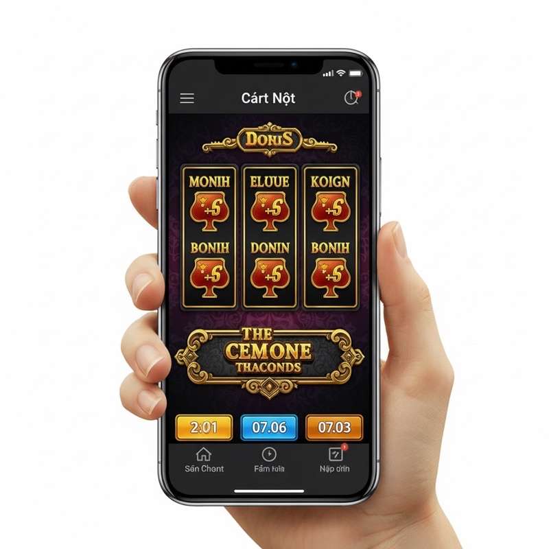 Người chơi game slot trên điện thoại di động với giao diện thân thiện, hiệu suất mượt mà và các tính năng tương tác độc đáo