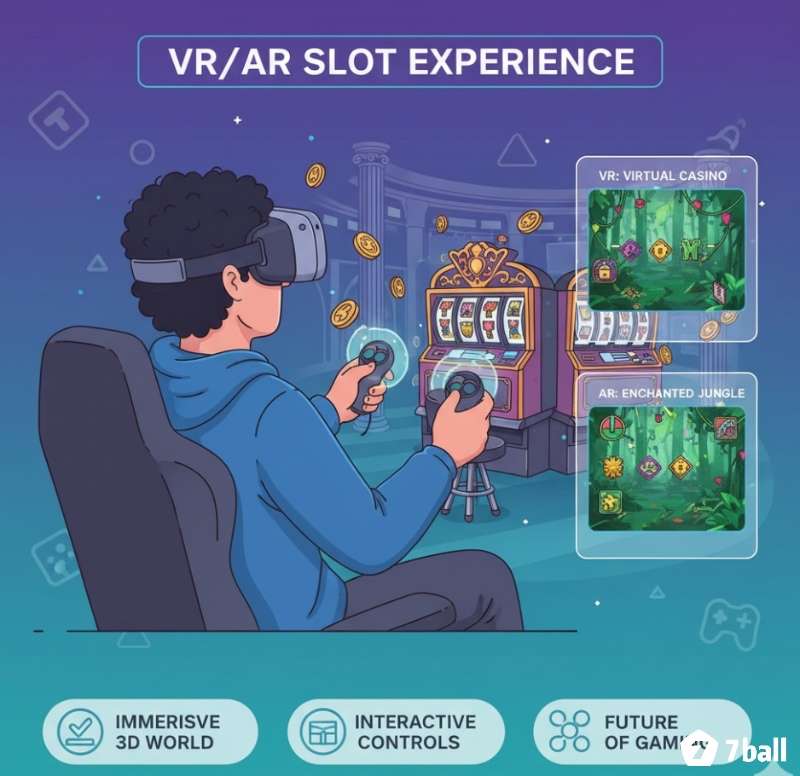 Người chơi trải nghiệm game slot với công nghệ VR/AR, đắm chìm trong không gian sòng bạc ảo hoặc rừng nhiệt đới kỳ ảo
