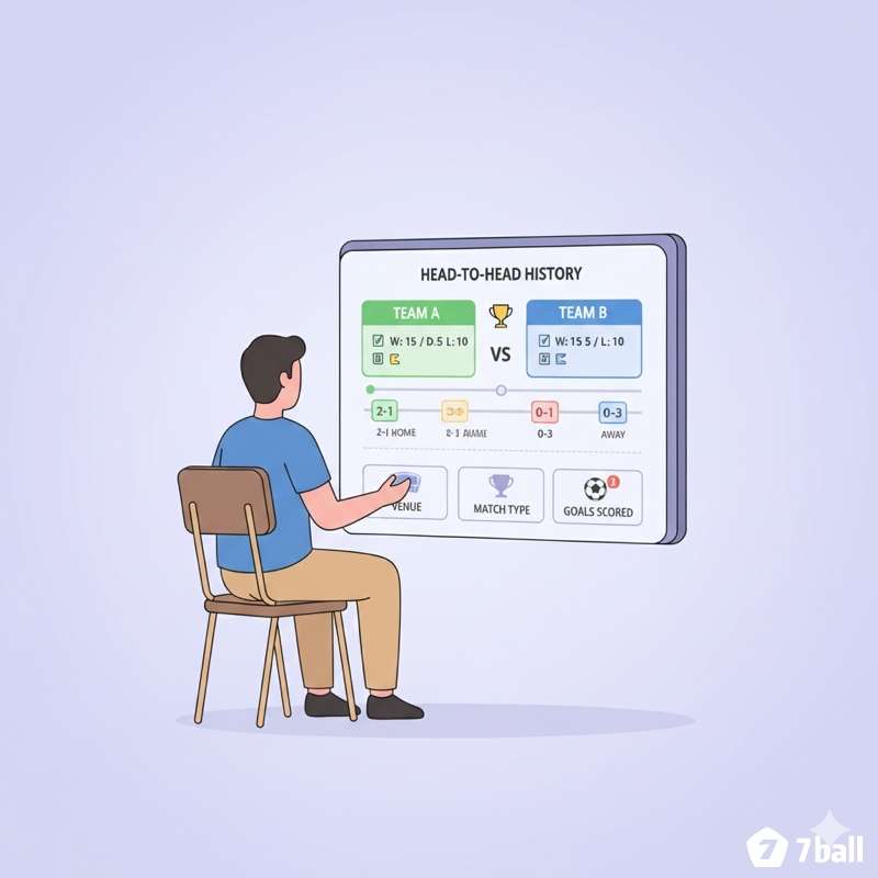 Người đàn ông xem màn hình lớn hiển thị lịch sử đối đầu của hai đội để phân tích kèo bóng đá