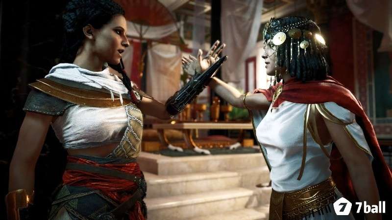 Aya và Cleopatra trong Assassin’s Creed Origins tại bối cảnh Alexandria
