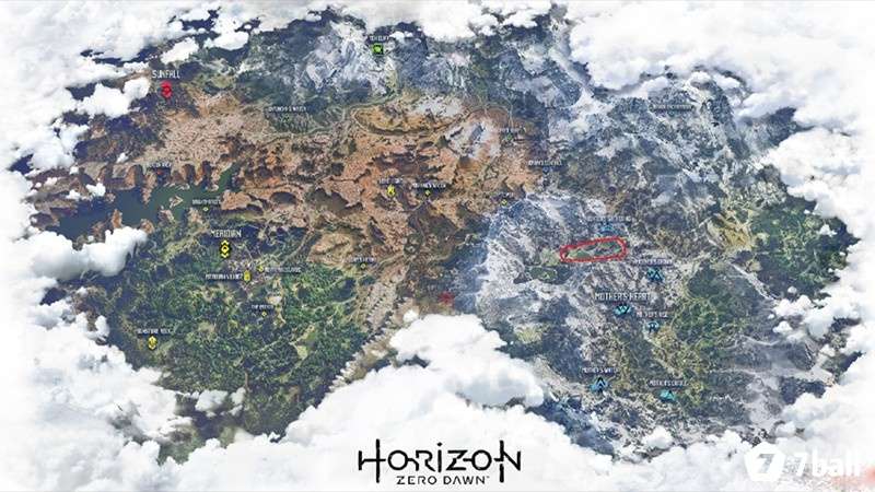 Bản đồ trong game Horizon Zero Dawn rộng lớn và đa dạng với các khu vực chi tiết