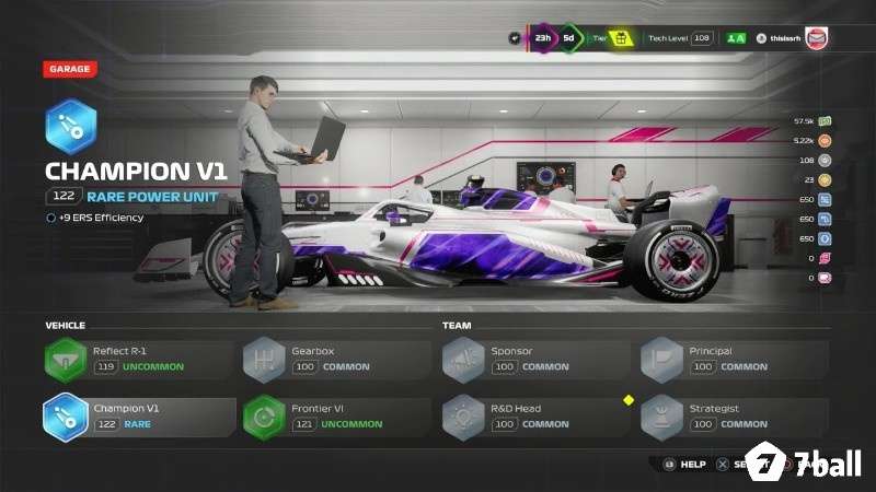 Giao diện phần thưởng theo mùa trong game F1 24 với nhiều vật phẩm mở khóa