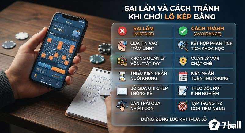 Bảng tổng hợp các sai lầm cần tránh và cách khắc phục khi chơi lô kép bằng, nhấn mạnh quản lý vốn và phân tích khoa học