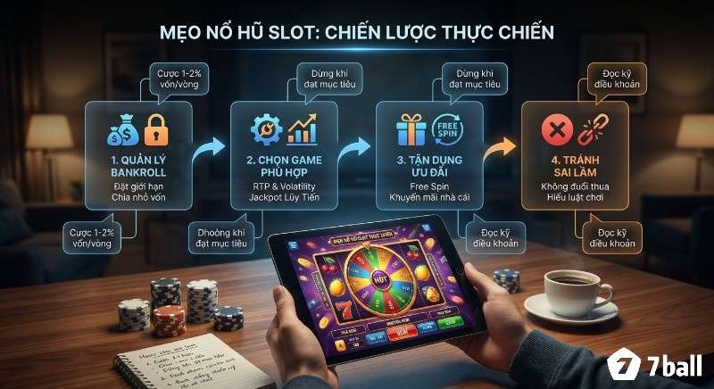 Tổng quan chiến lược 4 bước nổ hũ Slot machine là gì: quản lý ngân sách, chọn game, tận dụng khuyến mãi và tránh sai lầm