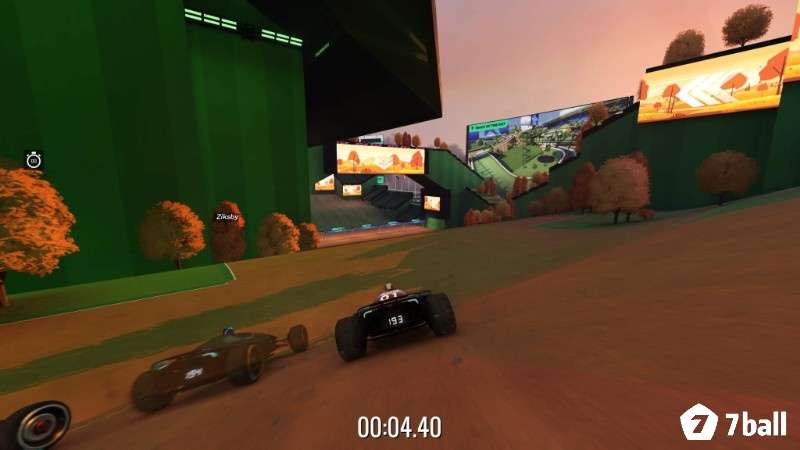 Xe đua Trackmania vào cua trong chế độ time trial tốc độ cao