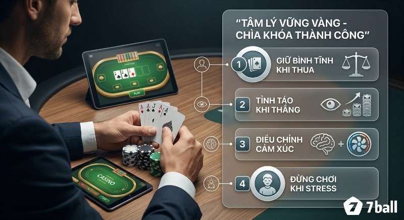 Quy tắc vàng làm chủ tâm lý để thành công lâu dài trong kinh nghiệm chơi casino online: 4 bước giữ bình tĩnh, tỉnh táo và điều chỉnh cảm xúc hiệu quả