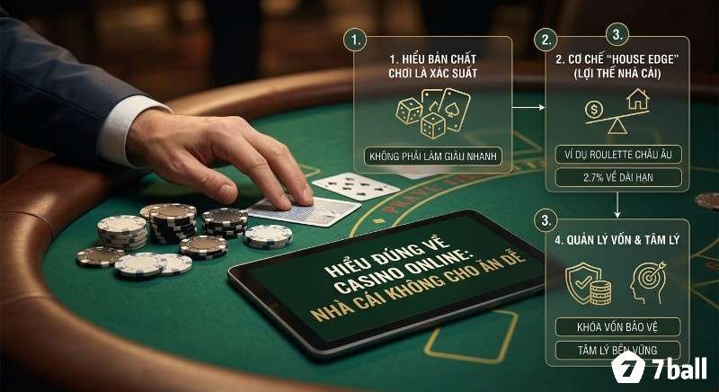 Hiểu đúng casino online: bản chất xác suất, lợi thế nhà cái (House Edge), cách quản lý vốn và giữ tâm lý bền vững